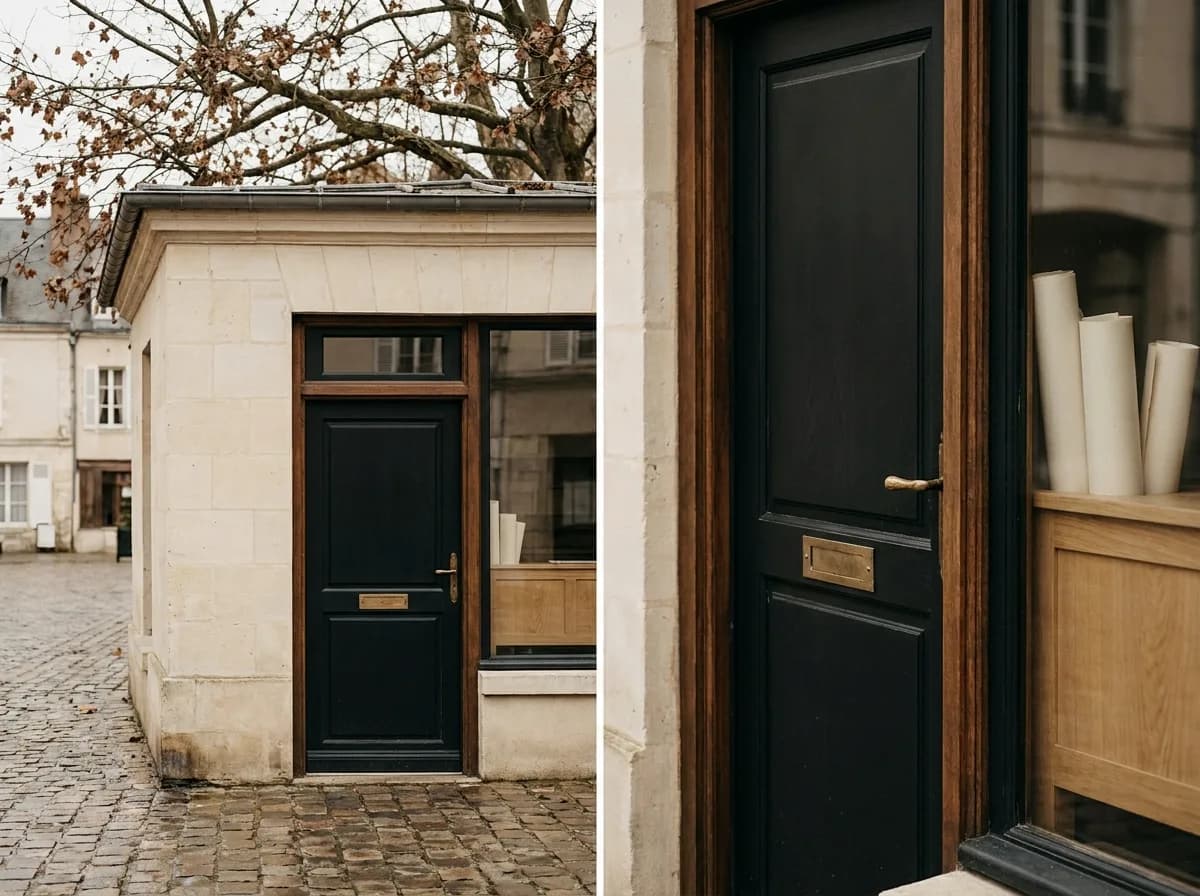 L’office notarial vu depuis la rue, à Pont-Audemer